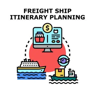 Freight ship cargo itinerary logistic planning Illustrazione stock