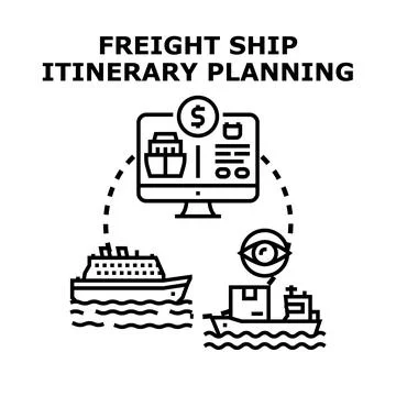 Freight ship cargo itinerary logistic planning Illustrazione stock