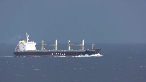 Freight ship in open water Stock Footage 71354793