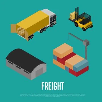 Freight shipment isometric banner Stock Illustration