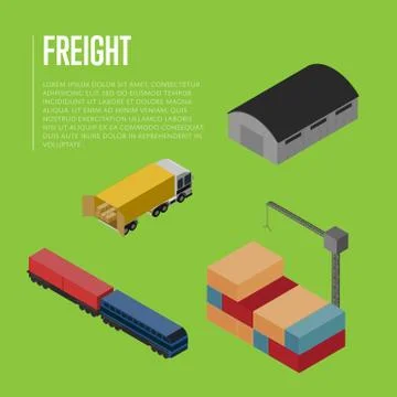 Freight shipment isometric banner Stock Illustration