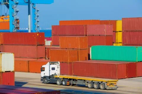 Freight shipping containers Fotos Stock