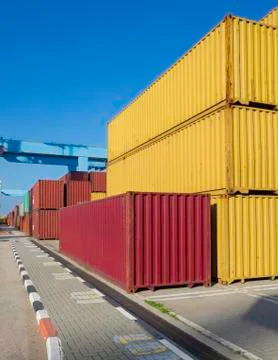 Freight shipping containers Fotos Stock