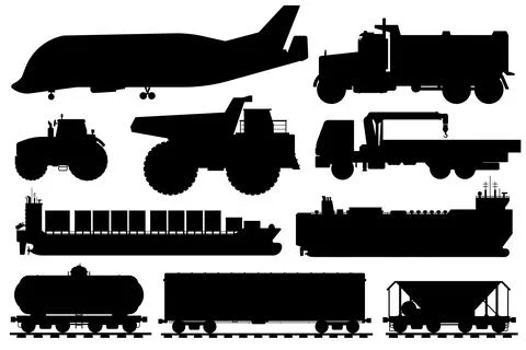 Freight shipping set. Cargo shipping vehicle Illustrazione stock