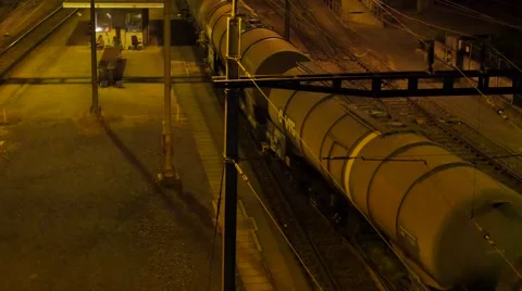 Freight station on night 02 Stock Footage 58574389