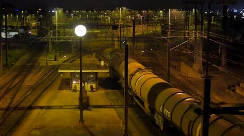 Freight station on night 03 Stock Footage 58576906
