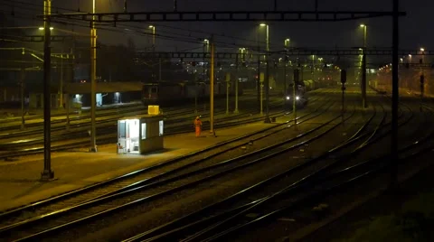 Freight station on night 05 Stock Footage 58575748
