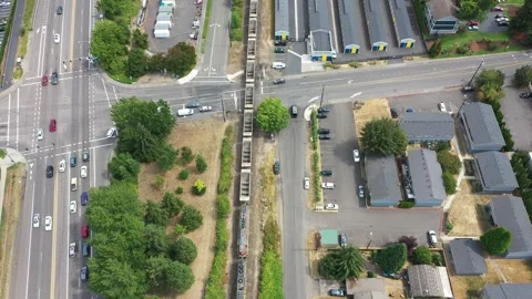 Freight train aerial drone 4k video footage Stock Footage 282642735