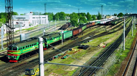 Freight train approaching Stock Footage 53339768