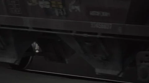 Freight train arrival, rails, wagon wheels Stock Footage 278395799