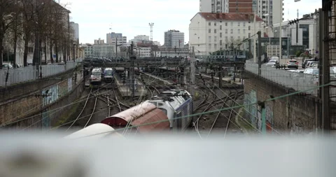Freight train arriving at Gare de Nancy-Ville; France Stock Footage 239401489