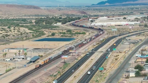 Freight Train in Barstow Stock Footage 339034634