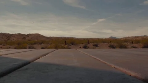 Freight Train Box Car POV Desert Arizona Mountains 1 Stock Footage 79027796
