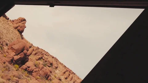 Freight Train Box Car POV Desert Arizona Mountains 7 Stock Footage 79027985