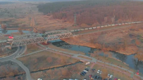 Freight Train On Bridge Stock Footage 151621820