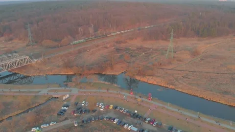 Freight Train Bridge River Stock Footage 151606170