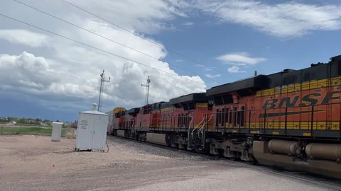 Freight train, BSNF railroad engines Stock Footage 242956137