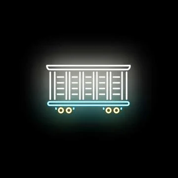 Freight train car neon light icon delivering goods 스톡 일러스트