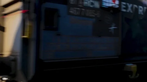 Freight Train With Cargo Containers Close Up Stock Footage 119028247