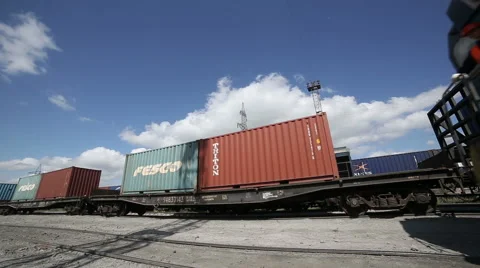 Freight train with cargo containers Stock Footage 61790116