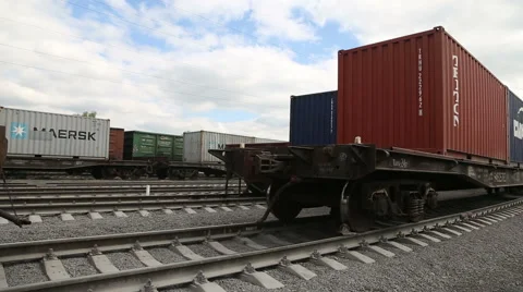 Freight train with cargo containers Stock Footage 61790412