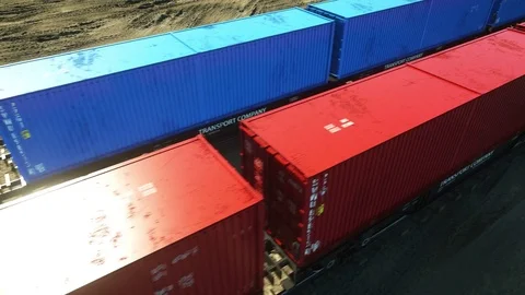 Freight train with cargo containers. Logystic concept. 4k animation Stock Footage
