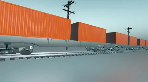 Freight Train With Cargo Containers Passing By (Infinite loop) Stock Footage 57072755