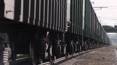 Freight train with cargo containers passing by Stock Footage 57216694