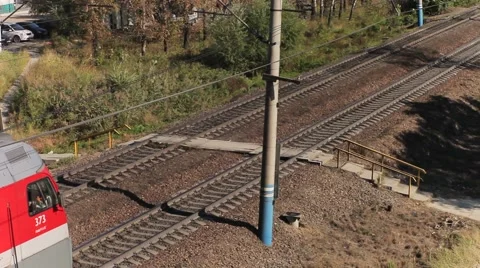 Freight train with cargo containers passing by Stock Footage 57216982
