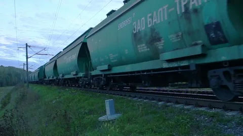 Freight train with cargo containers passing by Stock Footage 71518672