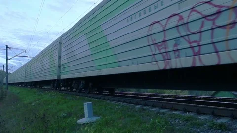 Freight train with cargo containers passing by Stock Footage 71521426