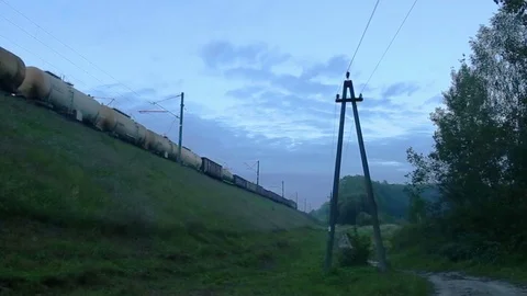 Freight train with cargo containers passing by Stock Footage 71521522