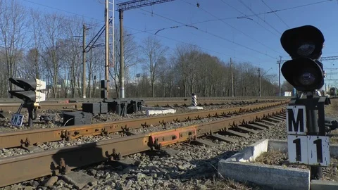 Freight train with cargo containers passing by Stock Footage 84166193