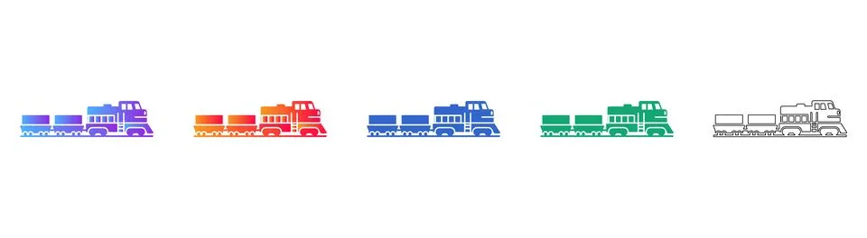Freight Train Cargo Icons 스톡 일러스트