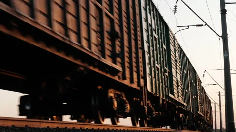 Freight train, cargo wagons, intermodal railway logistics, goods transportation 스톡 동영상 131511688