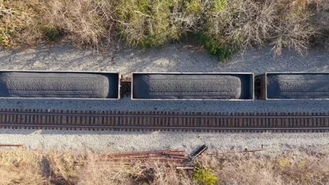 Freight Train Carrying Coal Stock Footage 331454865