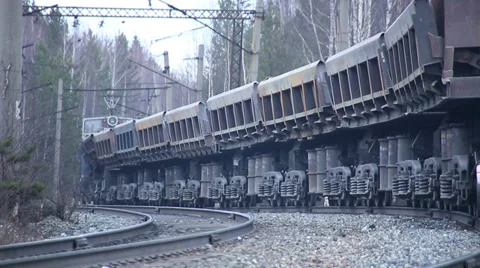 A freight train. The cars. The wheels. Video stock 37193707