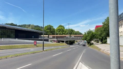 Freight train in central Ljubljana Stock Footage 339918512