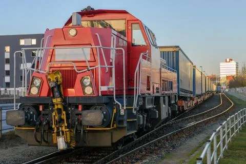 Freight train in the city close up Stock Photos