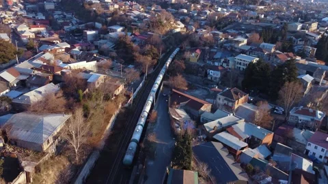 Freight train in the city Stock Footage 168553011