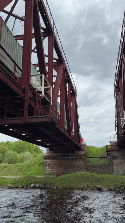 Freight Train Crosses Trans-Siberian Railway Bridge Stock Footage 339022116