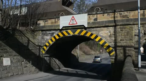 Freight train crossing rail bridge over road at Woodlesford leeds united kingdom Stock Footage 21844641