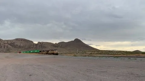 Freight Train Crossing Steins New Mexico Stock Footage 135852671