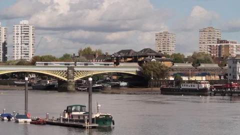 Freight Train Crossing the Thames Stock Footage 82898268