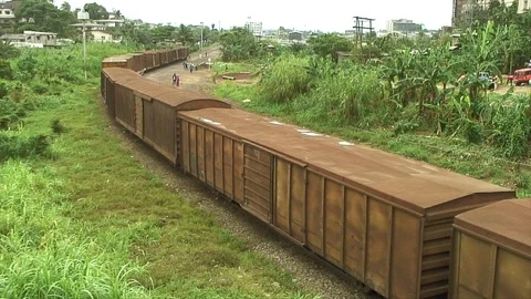 Freight train in Douala Stock Footage 80843230