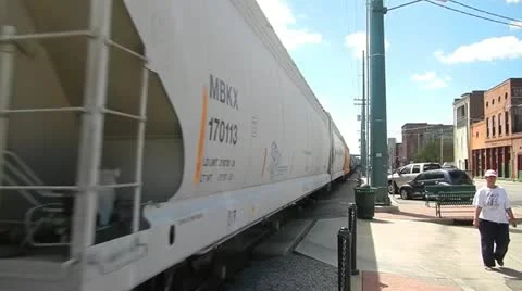 Freight Train Drive By Stock Footage 11980847