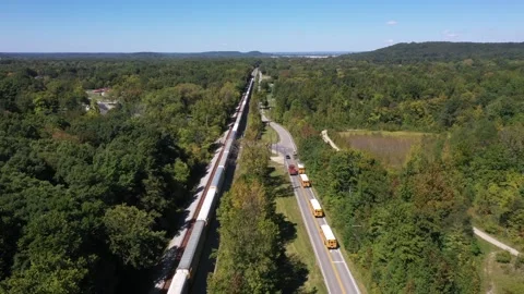 Freight Train Drone Aerial View Stock Footage 221124149