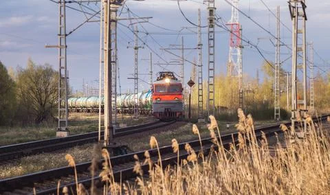 Freight Train at Dusk Stock Photos