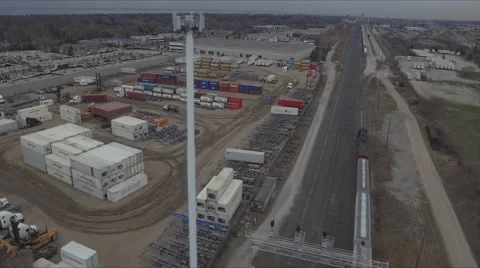 Freight Train Flyover 库存影片 62743220