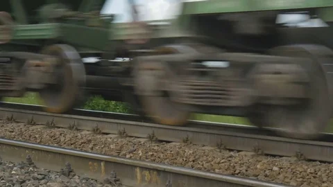 The freight train goes on rails. Video stock 77866463